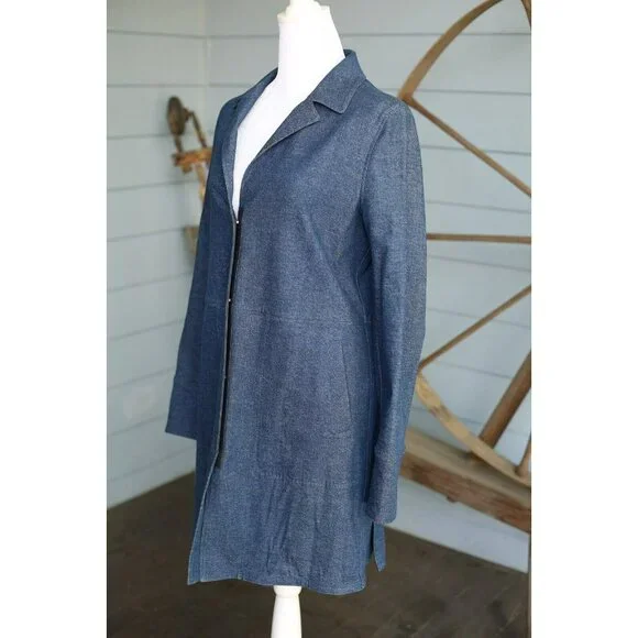$4,100 Loro Piana Cedric Stretch Cotton/Elastane Denim Coat Size 42 NWT